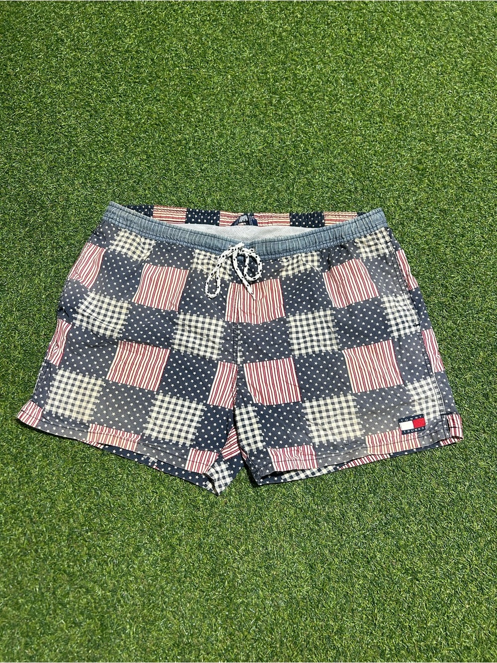 Men’s Tommy Hilfiger Plaid Patchwork Swim Trunks Swim Shorts